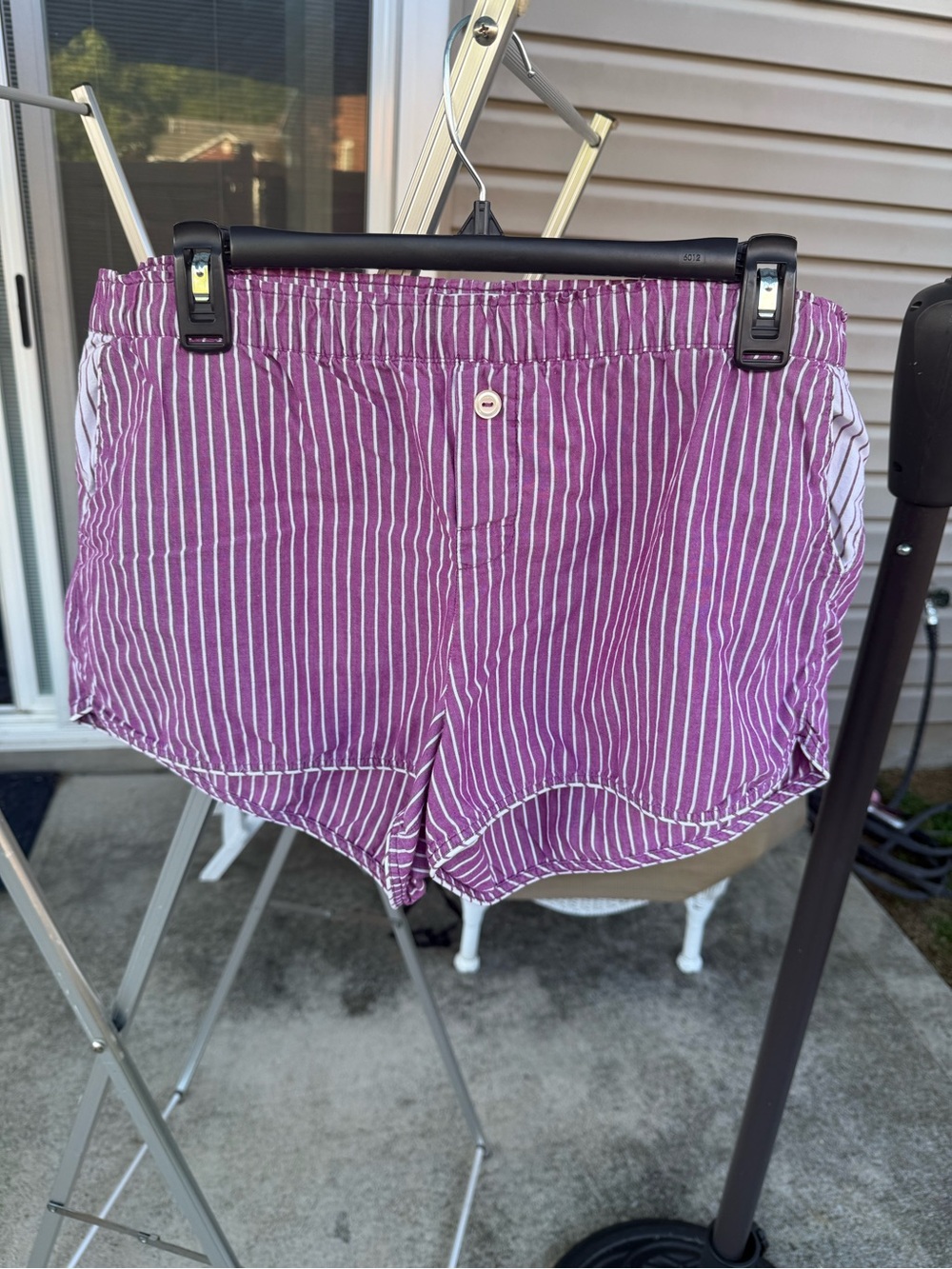 Striped Purple Elastic-Waist Women’s Shorts